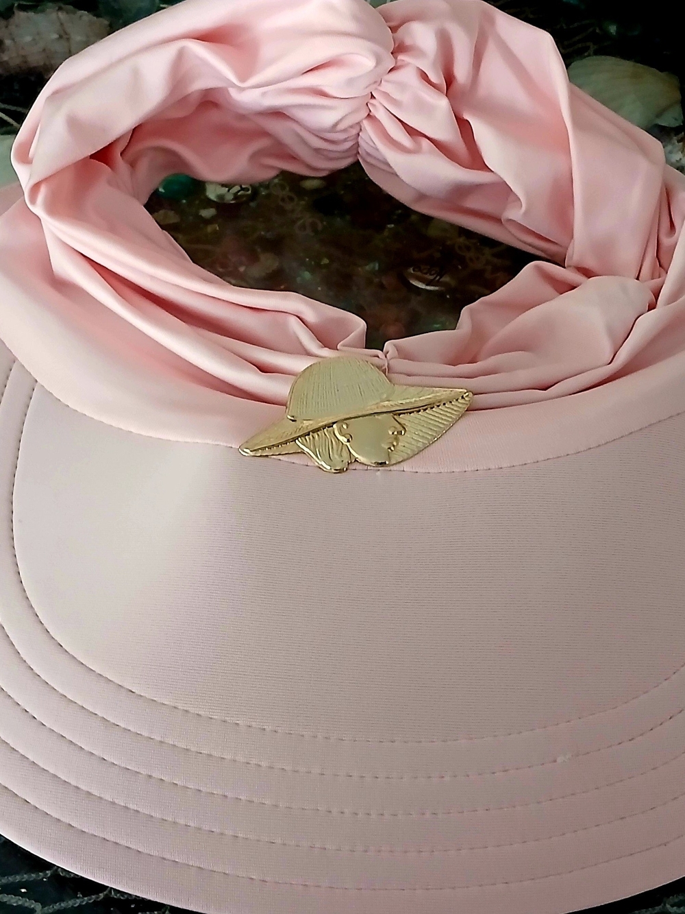 Light Pink Sun Visor with Gold Hat Accent